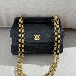 CHANEL Vintage Lambskin Mini Flap Chain Shoulder Bag GHW (Color Changed)